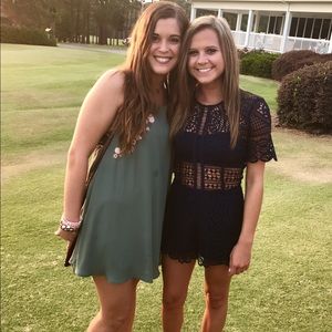 Navy Blue Textured Romper